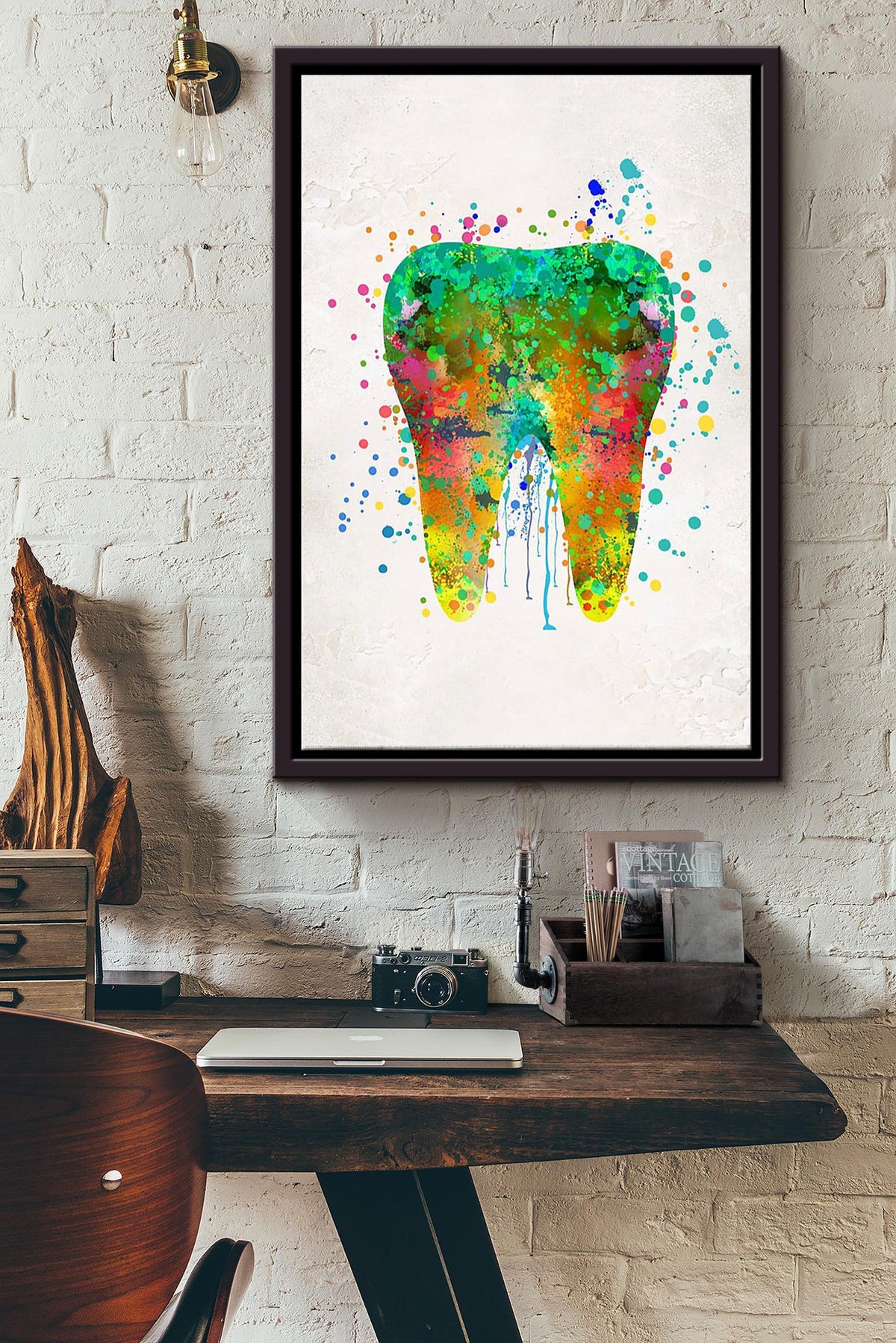 Tooth Color Dentis Poster Framed Matte Canvas