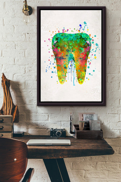 Tooth Color Dentis Poster Framed Matte Canvas