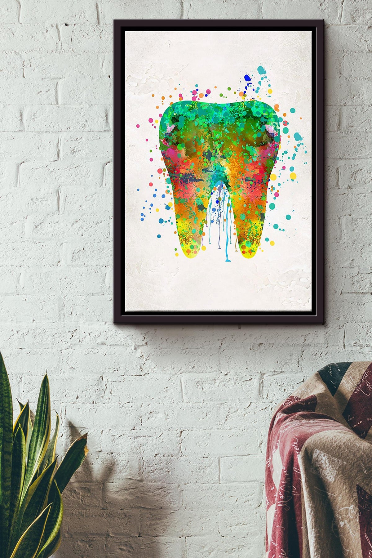 Tooth Color Dentis Poster Framed Matte Canvas