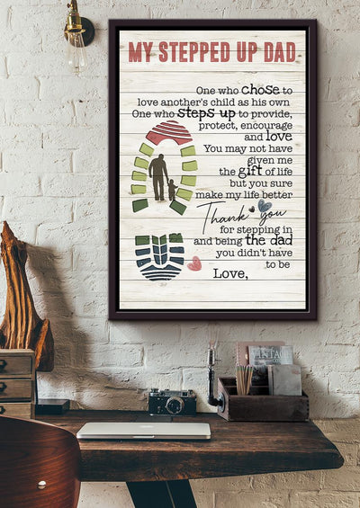 Thankful Letter From Child To Step Dad Gift For Father's Day Framed Matte Canvas