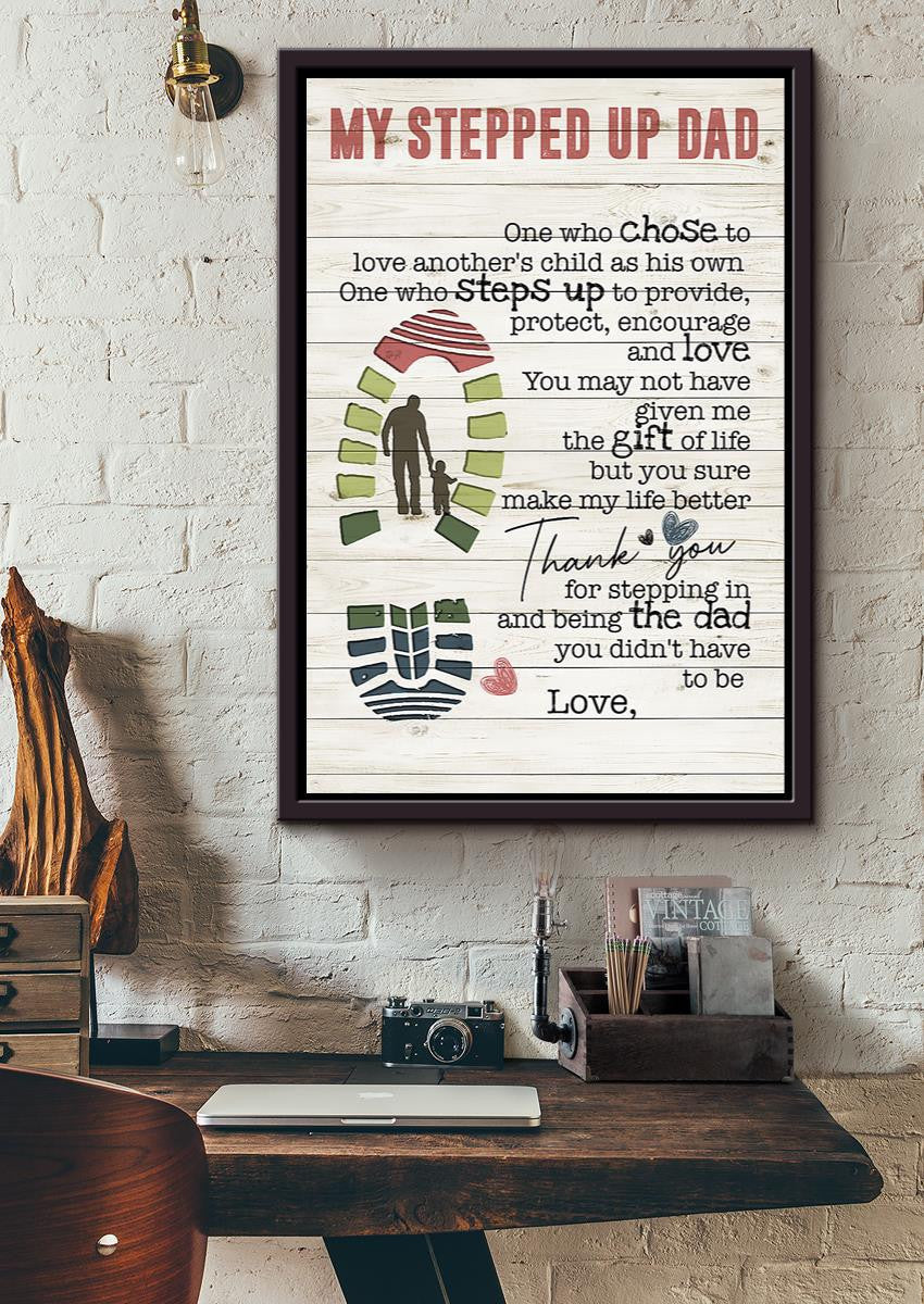 Thankful Letter From Child To Step Dad Gift For Father's Day Framed Matte Canvas