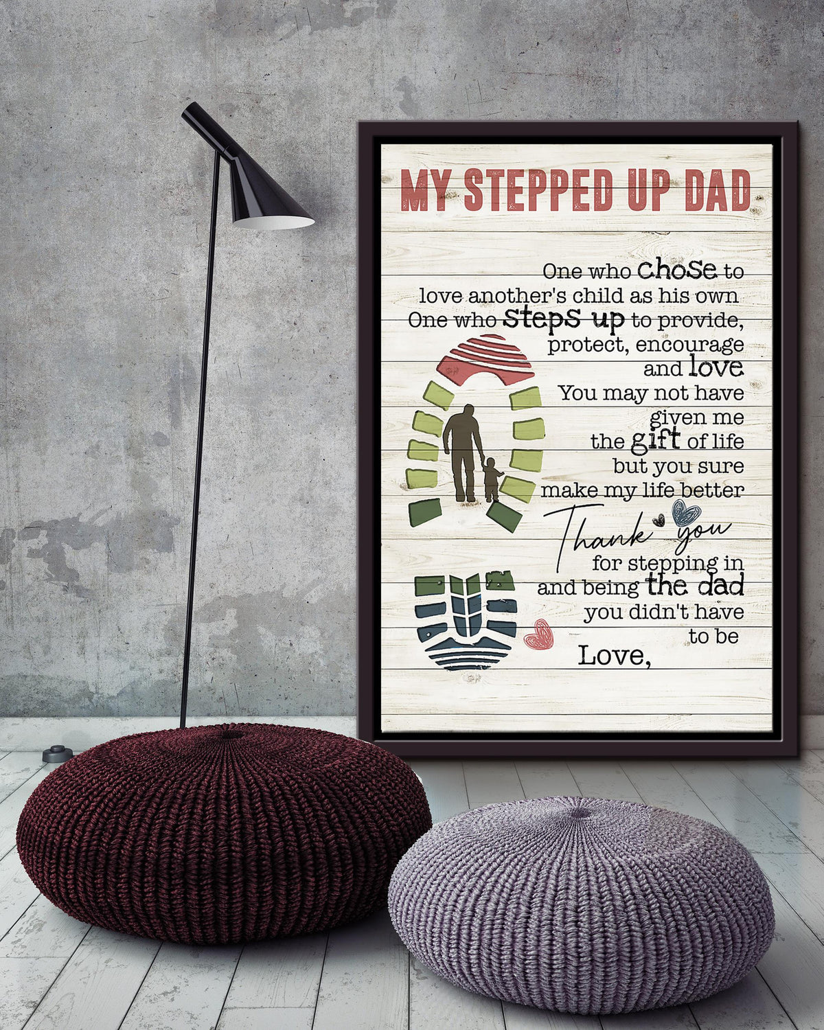 Thankful Letter From Child To Step Dad Gift For Father's Day Framed Matte Canvas