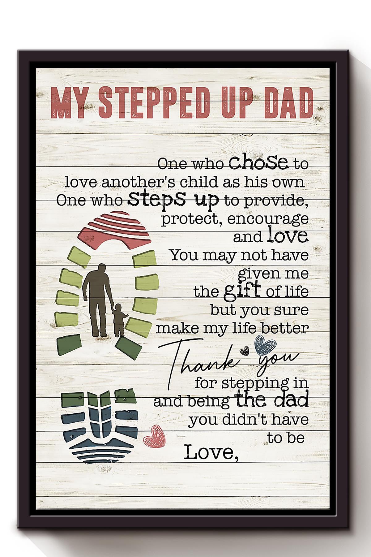 Thankful Letter From Child To Step Dad Gift For Father's Day Framed Matte Canvas