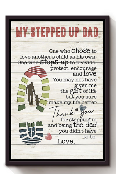 Thankful Letter From Child To Step Dad Gift For Father's Day Framed Matte Canvas