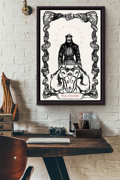 The Chariot Tarot Card Poster Framed Matte Canvas