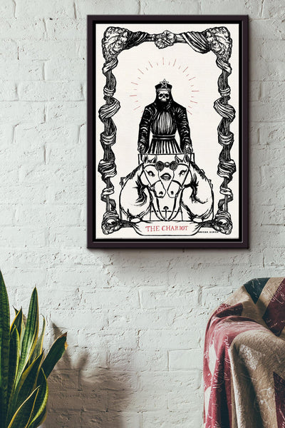 The Chariot Tarot Card Poster Framed Matte Canvas