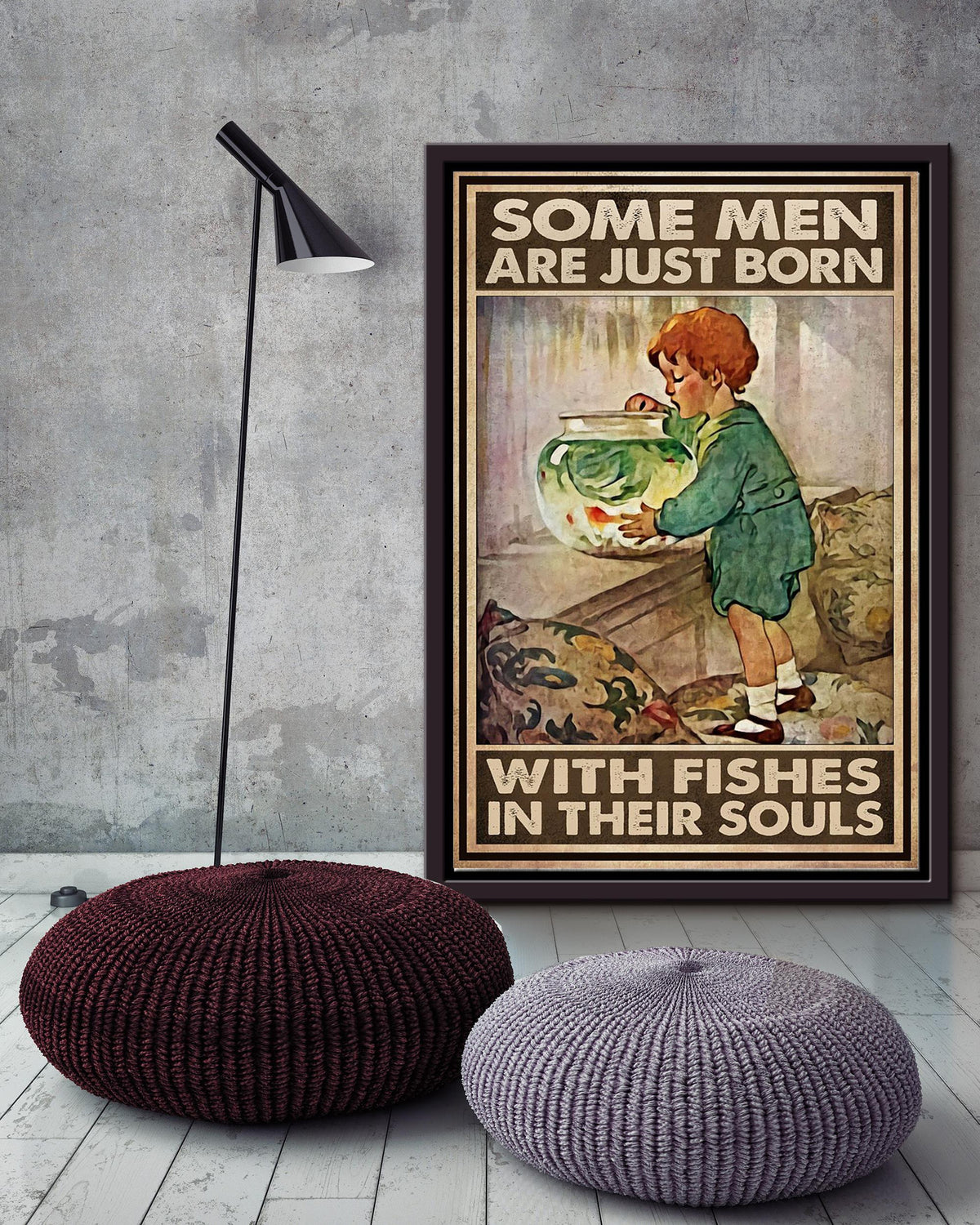 Some Men Are Born With Fishes In Souls Inspiration Wall Art Gift For Fish Lover Fishing Lover Framed Canvas Framed Prints, Canvas