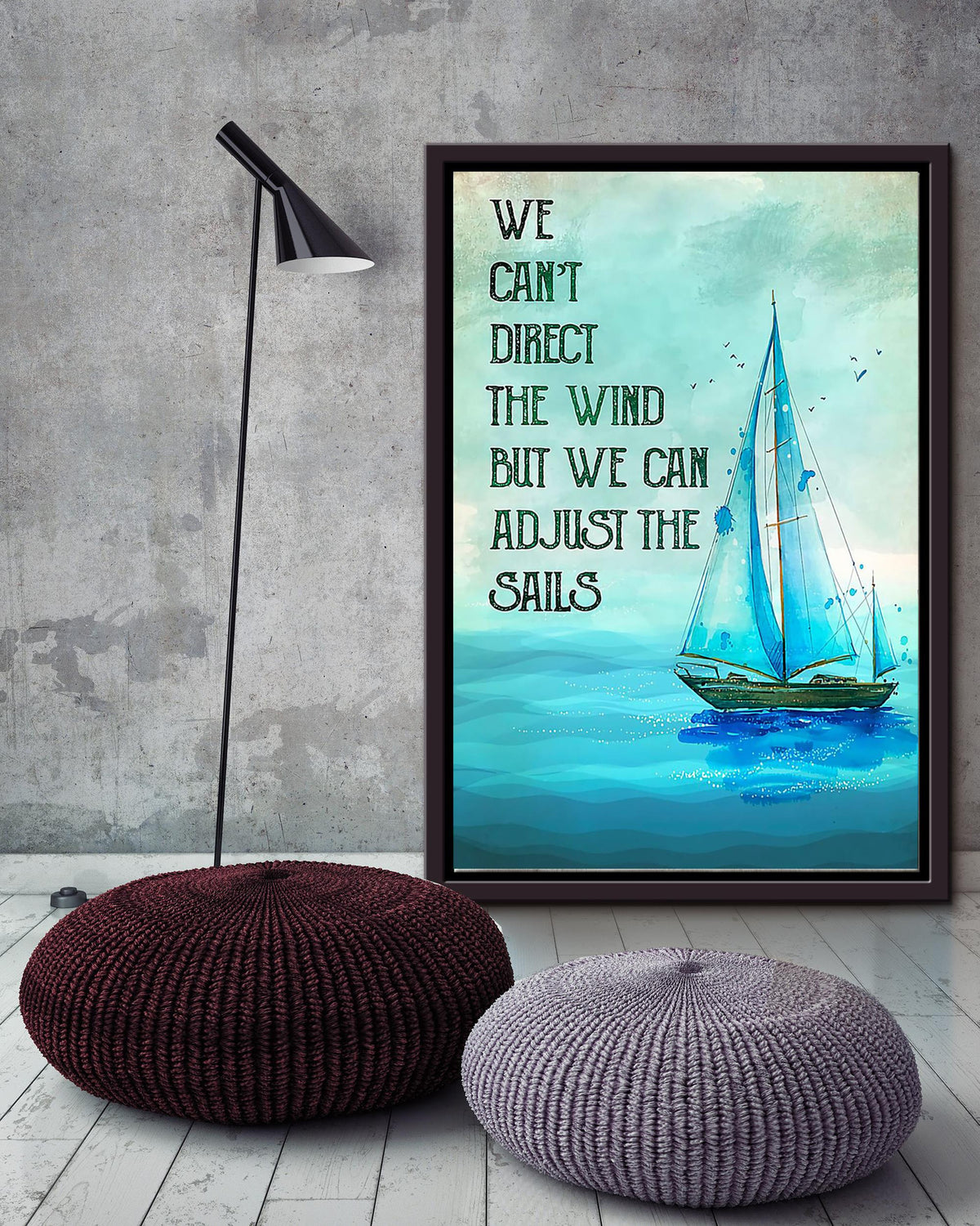We Can't Direct Wind But Can Adjust Sails Motivation Quote Wall Art Gift For Sailor Framed Canvas Framed Prints, Canvas