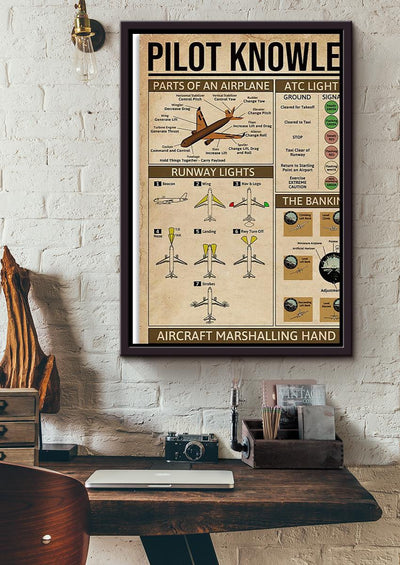 Pilot Knowledge Avation Information For Homeschool Housewarming Home Decor Framed Canvas