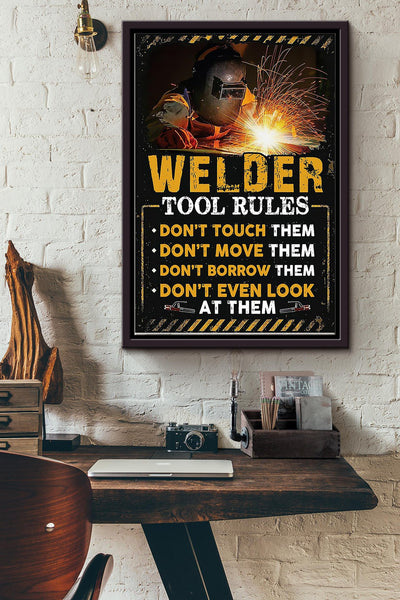 Welder Tool Rules Poster Framed Matte Canvas