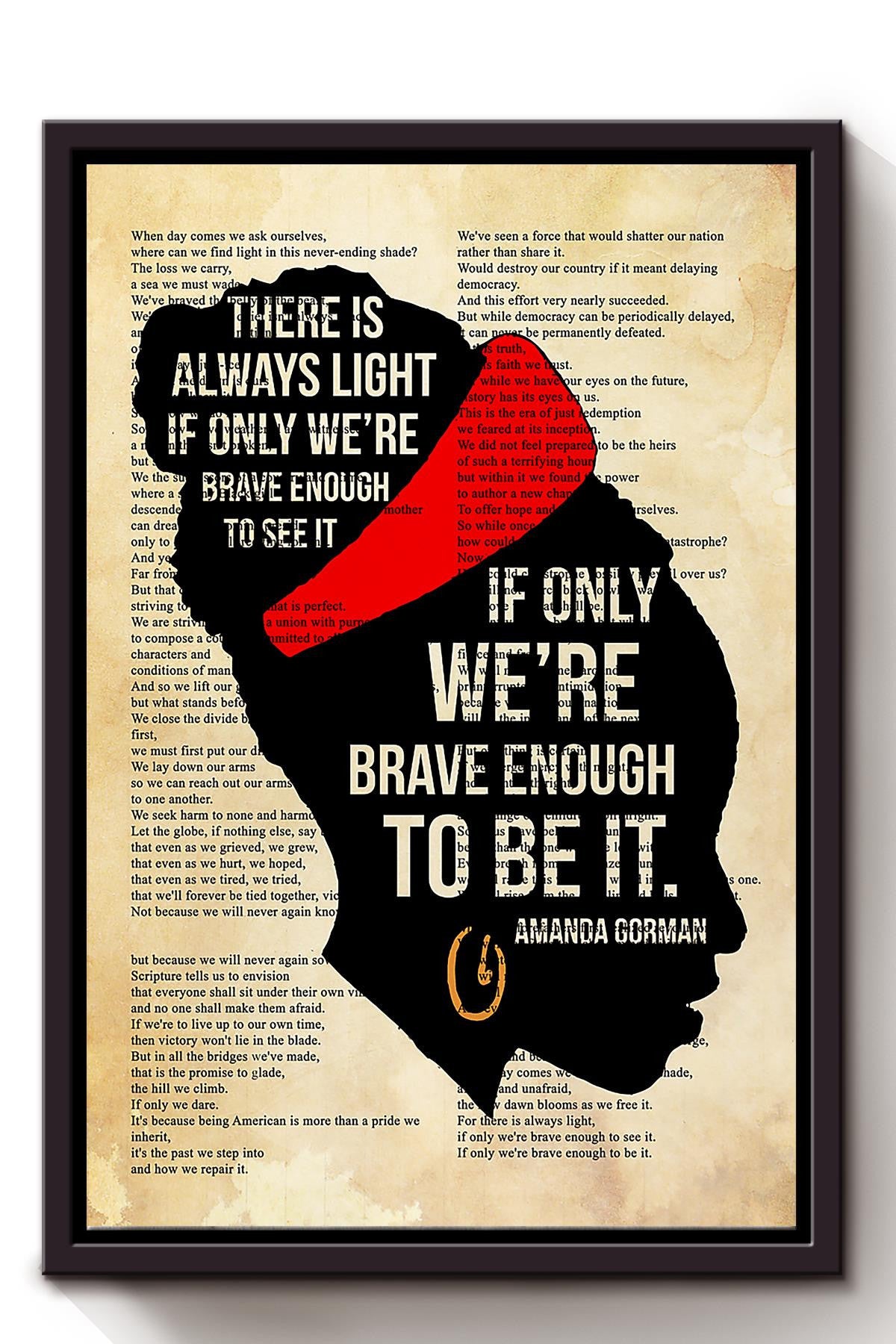 There Is Always Light Poem Amanda Gorman Wall Art For Reading Room Library Decor Framed Matte Canvas Framed Prints, Canvas