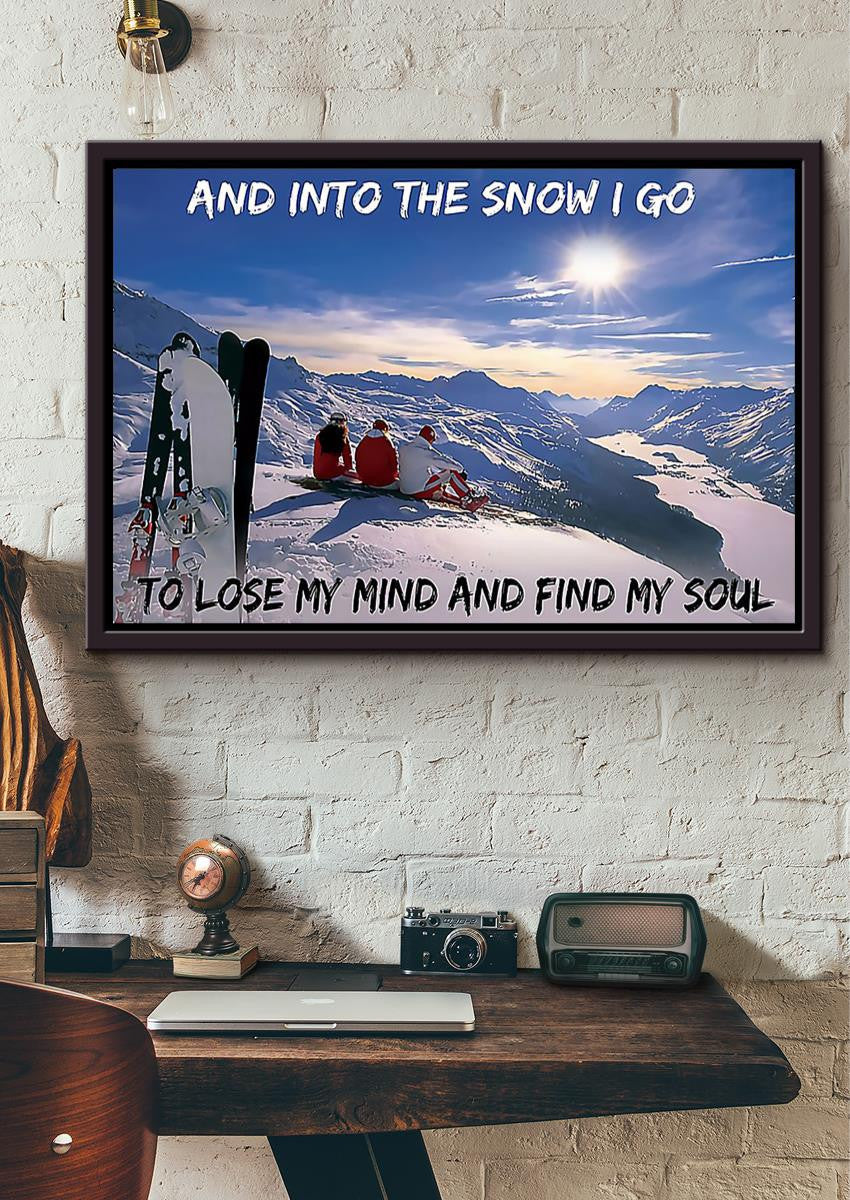 Skiing And Into The Snow S Kiing Wall Art Gift For Explorers Traveler Framed Prints, Canvas
