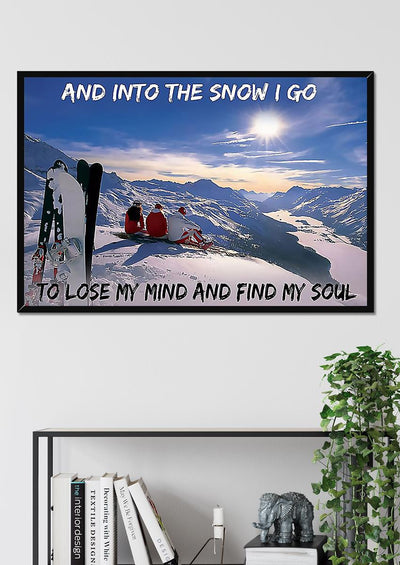 Skiing And Into The Snow S Kiing Wall Art Gift For Explorers Traveler Framed Prints, Canvas