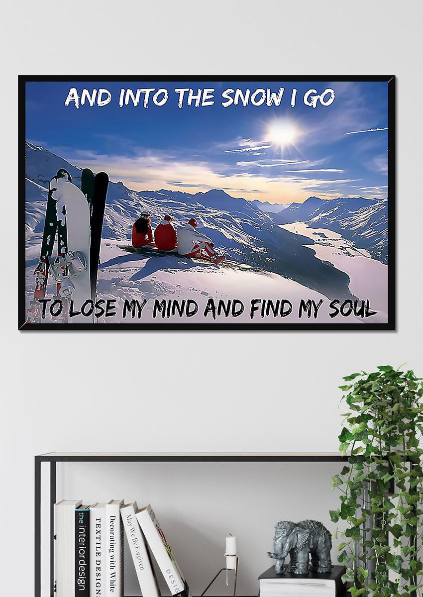 Skiing And Into The Snow S Kiing Wall Art Gift For Explorers Traveler Framed Prints, Canvas