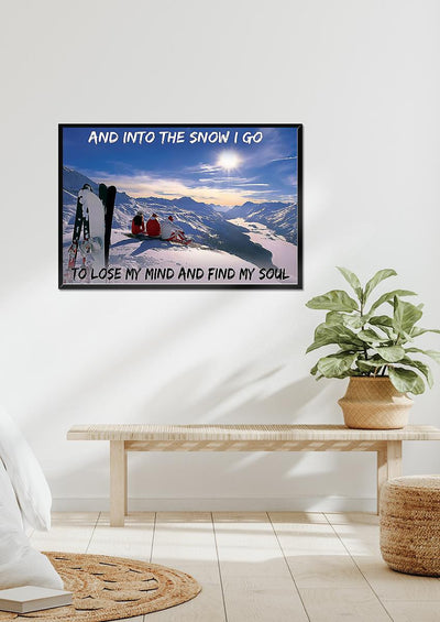 Skiing And Into The Snow S Kiing Wall Art Gift For Explorers Traveler Framed Prints, Canvas