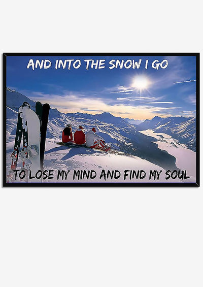 Skiing And Into The Snow S Kiing Wall Art Gift For Explorers Traveler Framed Prints, Canvas