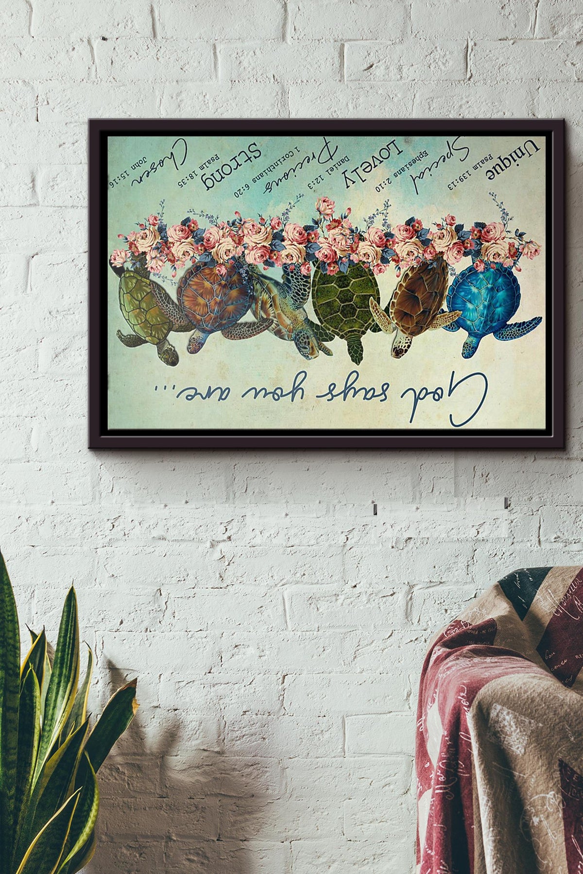 Turtle God Says You Are Poster n Framed Matte Canvas