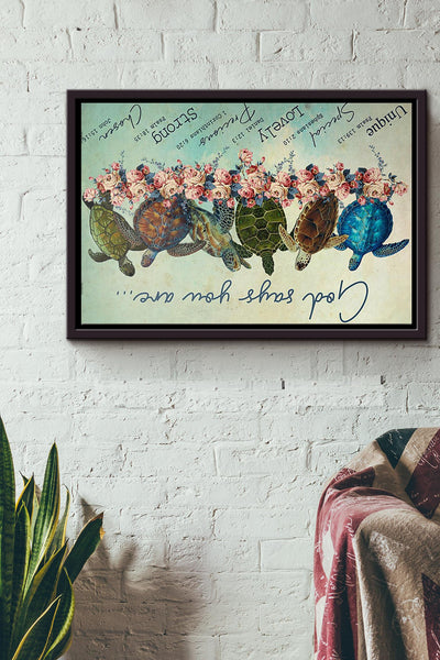 Turtle God Says You Are Poster n Framed Matte Canvas