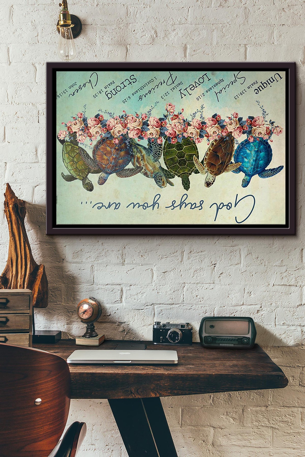 Turtle God Says You Are Poster n Framed Matte Canvas