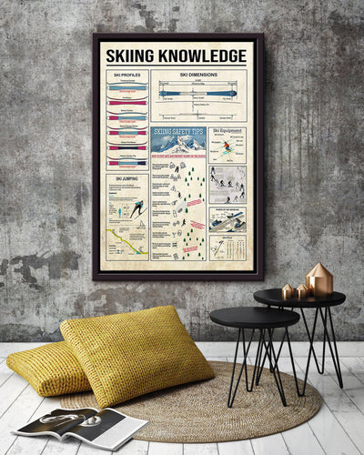 Skiing Knowledge Skiing Wall Decor Gift For Traveler Framed Canvas