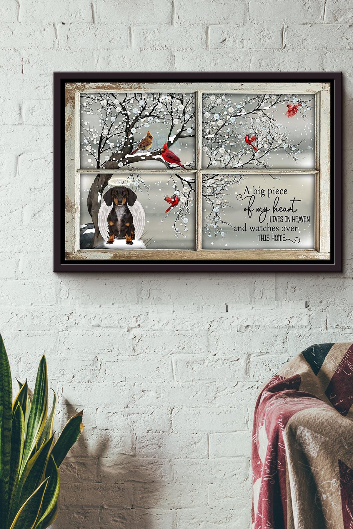 Winter Window A Big Piece Of My Heart Lives In Heaven And Watch Over This Home Dachshund Poster n Framed Matte Canvas