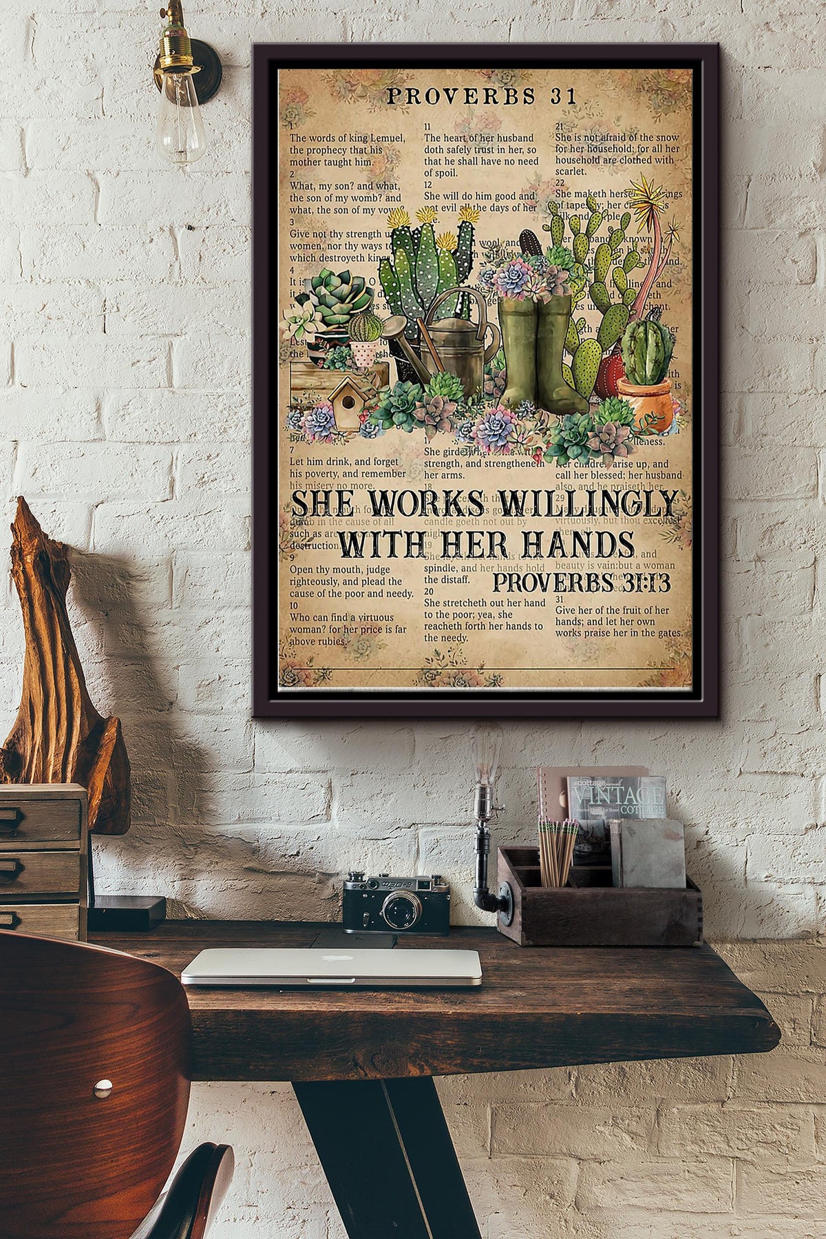 She Works Willing Gardening Framed Matte Canvas