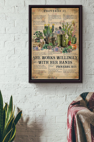She Works Willing Gardening Framed Matte Canvas