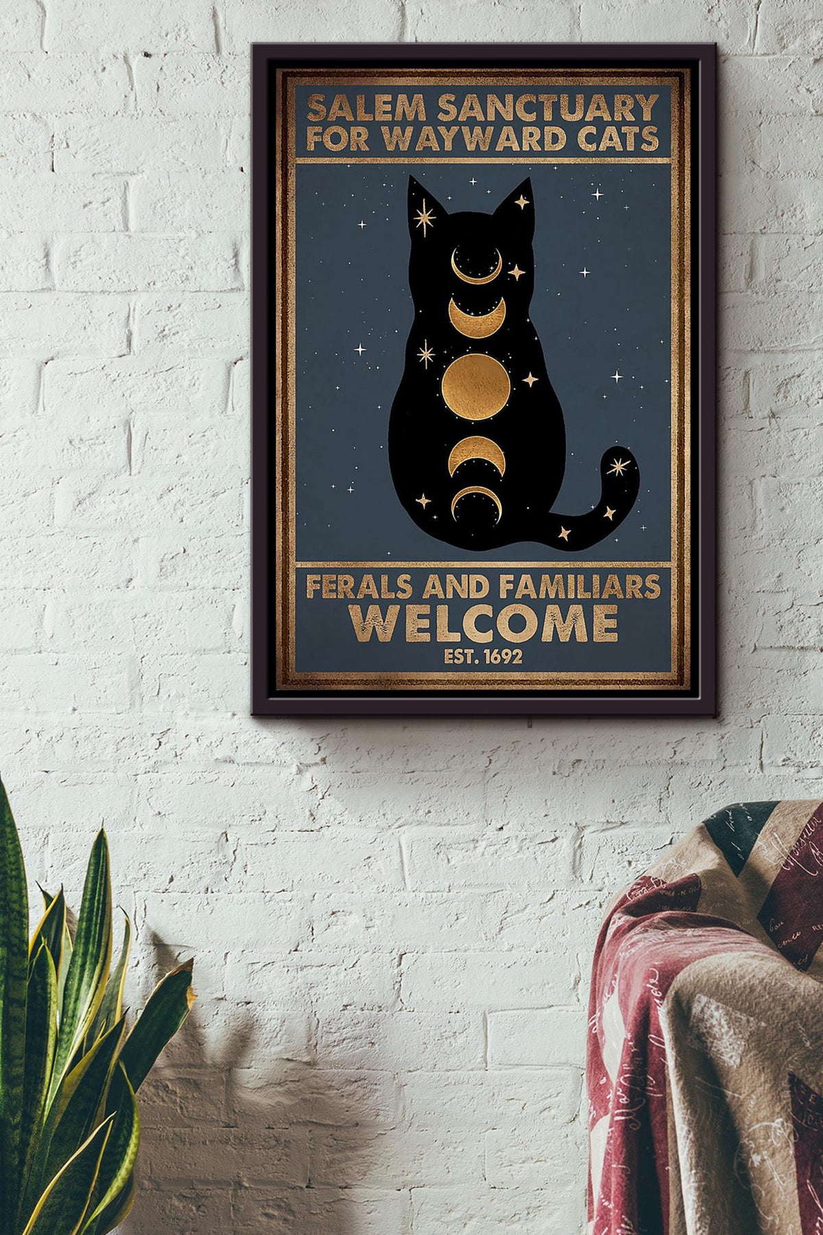 Salem Sanctualy For Wayward Cats Animal Wall Art Gift For Halloween Decor Kitten Foster Framed Canvas Framed Prints, Canvas