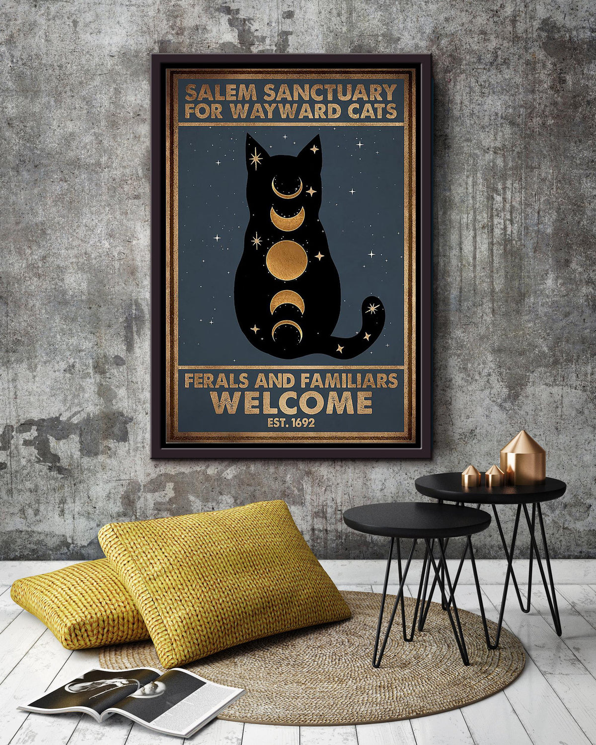 Salem Sanctualy For Wayward Cats Animal Wall Art Gift For Halloween Decor Kitten Foster Framed Canvas Framed Prints, Canvas