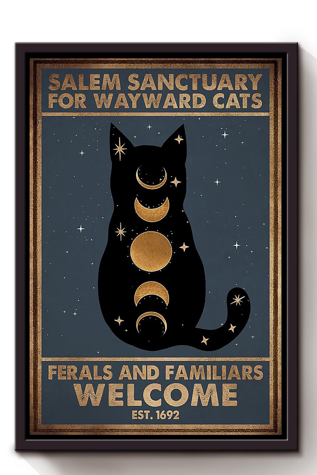 Salem Sanctualy For Wayward Cats Animal Wall Art Gift For Halloween Decor Kitten Foster Framed Canvas Framed Prints, Canvas