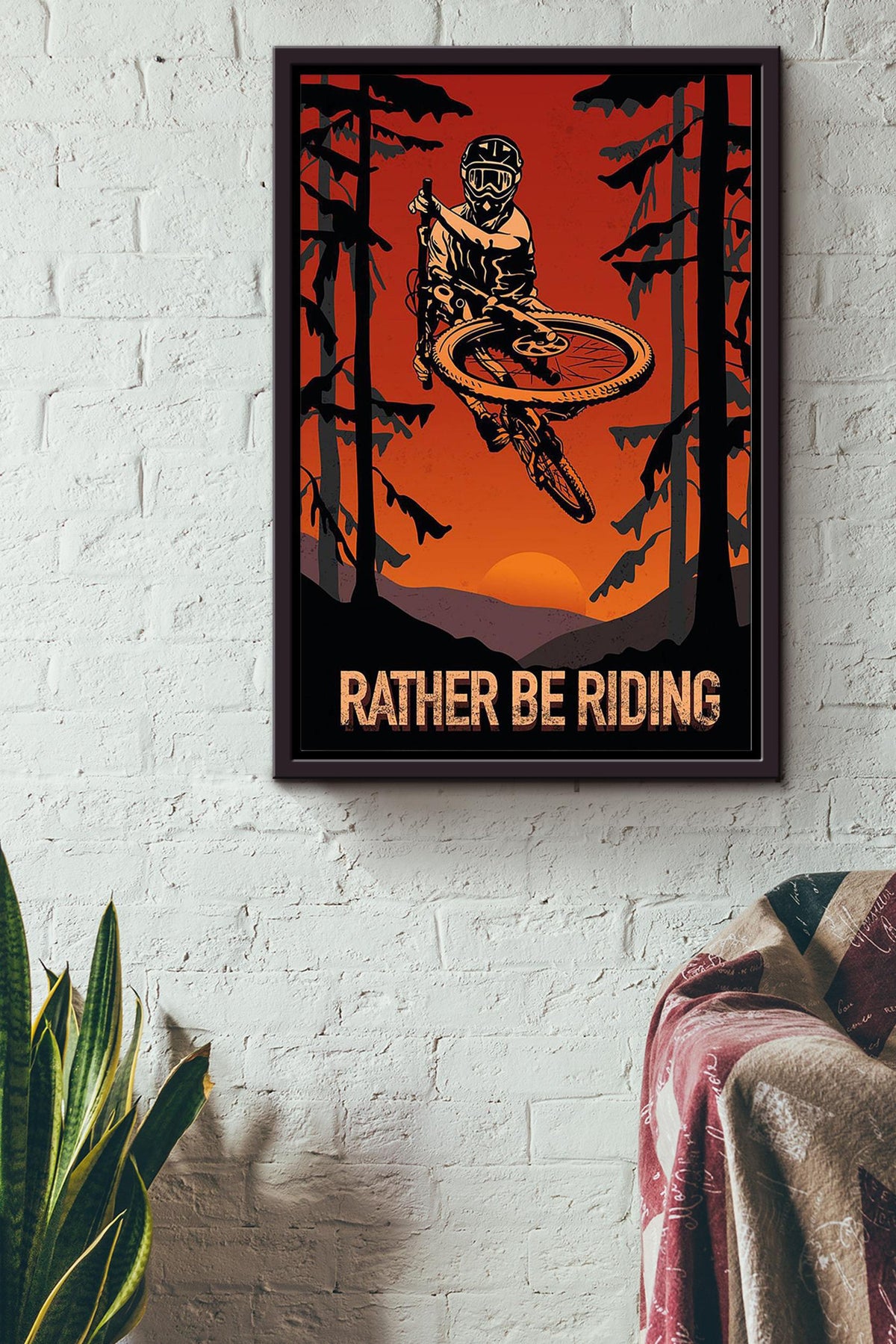 Rather Be Riding Cycling Wall Art Gift For Cyclist Bikeshop Racer Framed Canvas Framed Prints, Canvas