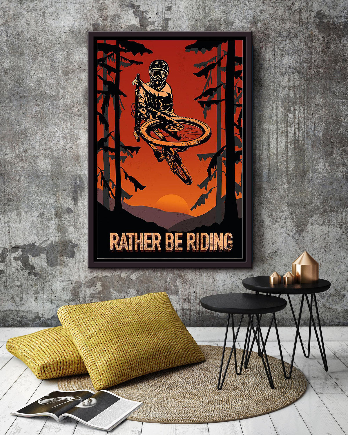 Rather Be Riding Cycling Wall Art Gift For Cyclist Bikeshop Racer Framed Canvas Framed Prints, Canvas