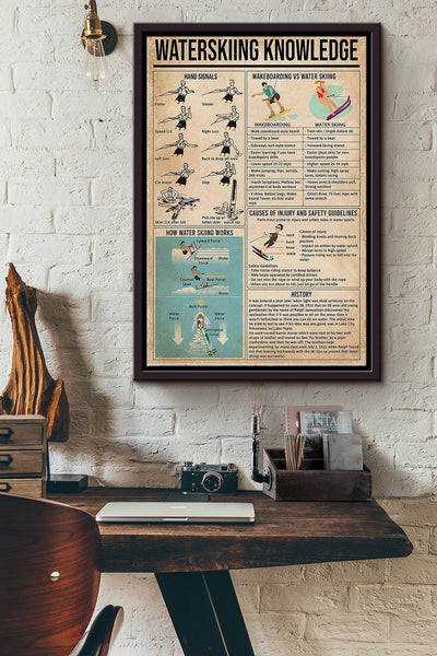 Waterskiing Knowledge Things You Need To Know When You Go Skiing Poster Framed Matte Canvas