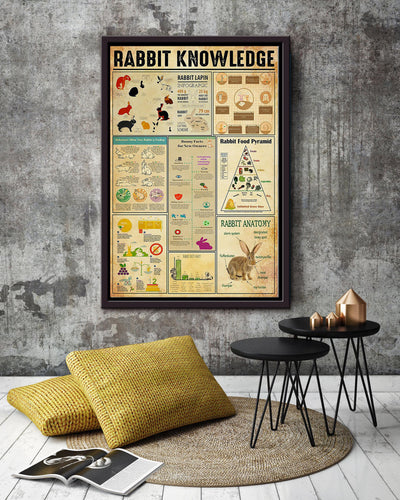 Rabbit Basic Information Animal Knowledge Wall Art For Homeschool Kids Bedroom Decor Framed Canvas Framed Prints, Canvas