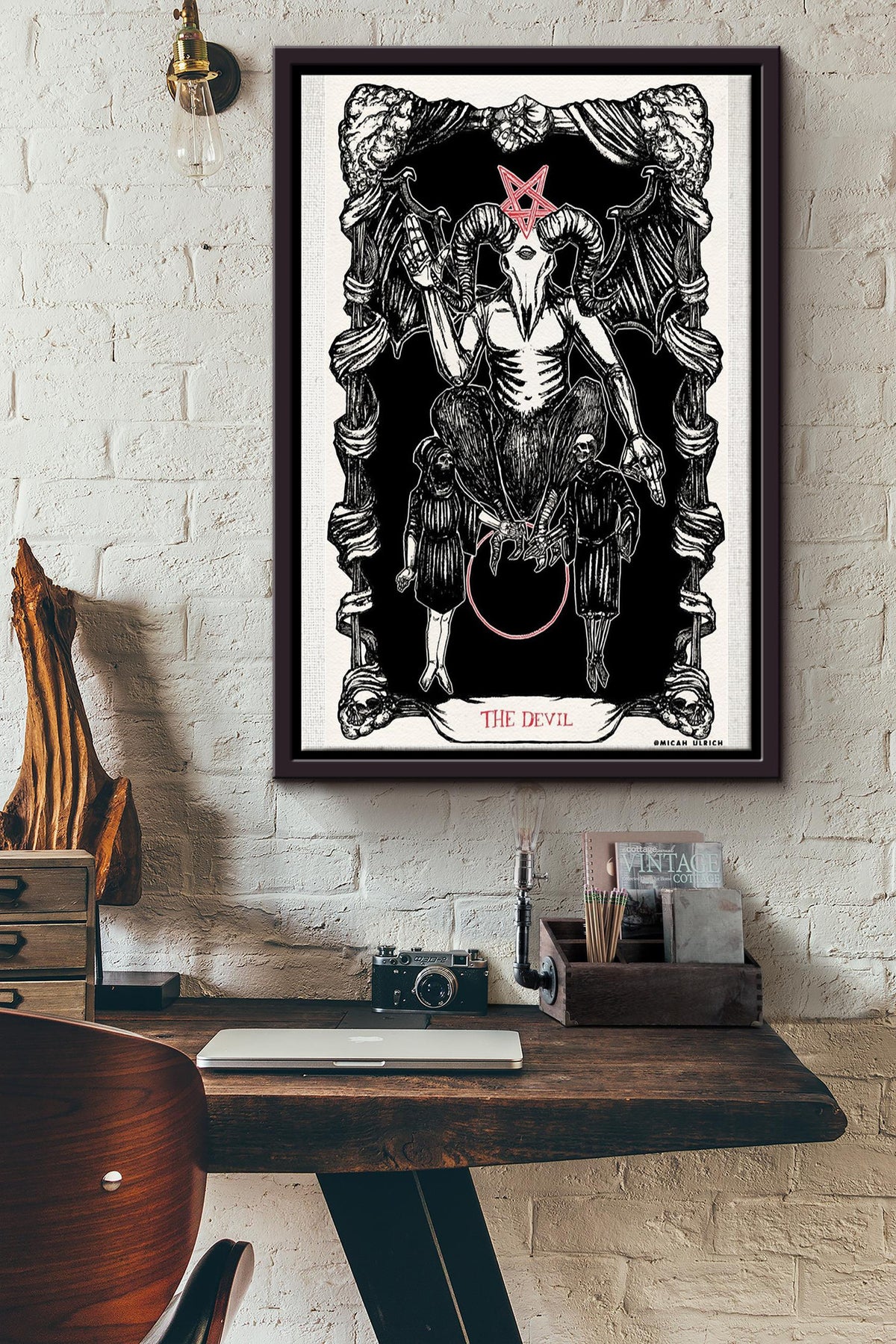 The Devil Tarot Card Poster Framed Matte Canvas