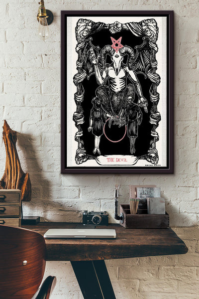 The Devil Tarot Card Poster Framed Matte Canvas