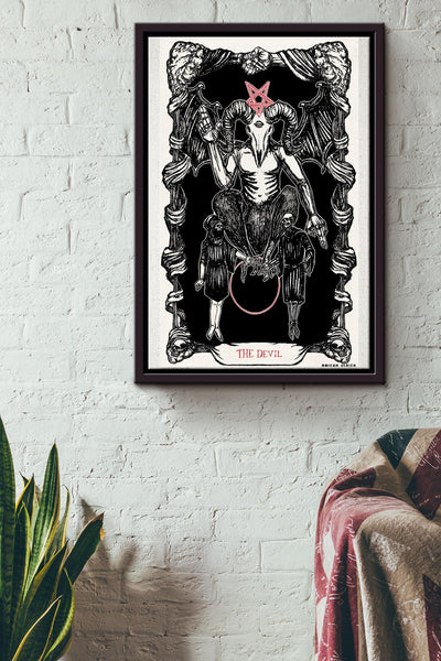 The Devil Tarot Card Poster Framed Matte Canvas