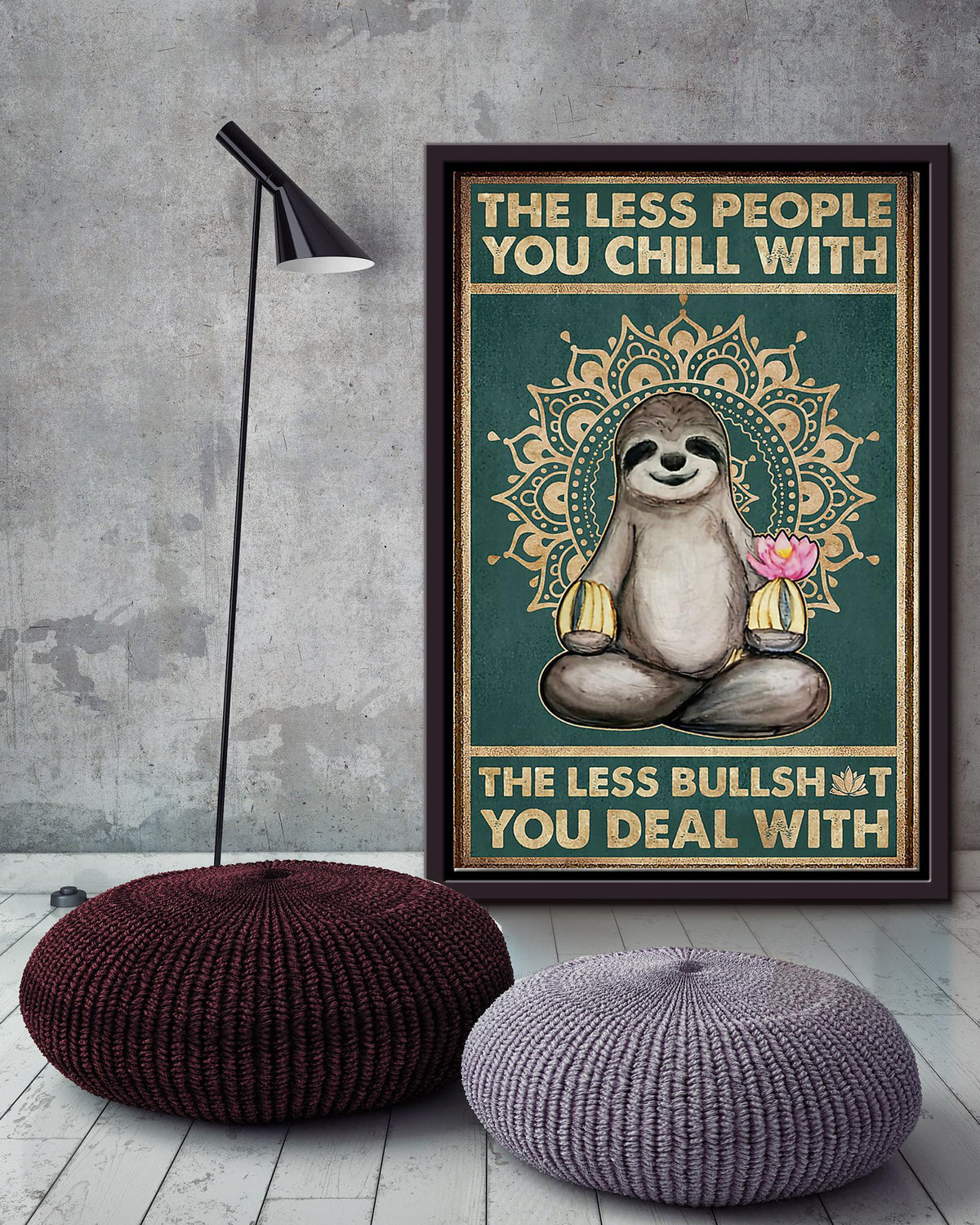Namaste Sloth Life Quotes For Yoga Studio Decor Framed Canvas