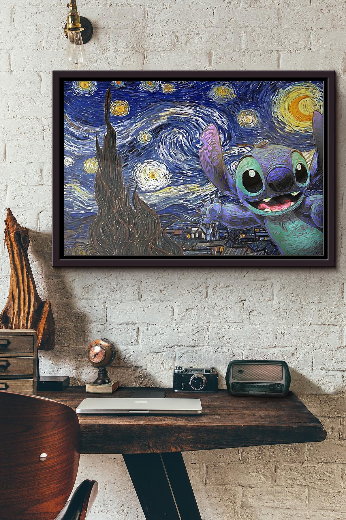 Stitch Starry Night Poster n Framed Matte Canvas