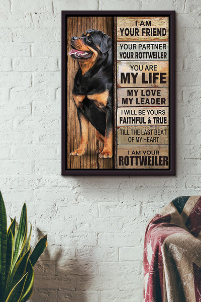 Rottweiler Thankful For Foster Care I'm Your Friend Quotes Gift For Dog Mom Dog Lover Framed Canvas