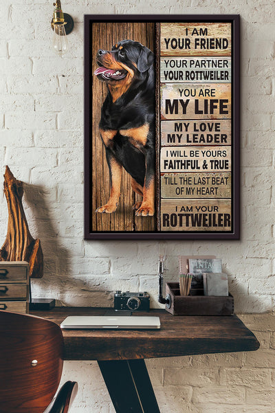 Rottweiler Thankful For Foster Care I'm Your Friend Quotes Gift For Dog Mom Dog Lover Framed Canvas
