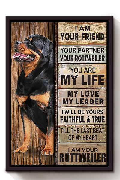 Rottweiler Thankful For Foster Care I'm Your Friend Quotes Gift For Dog Mom Dog Lover Framed Canvas