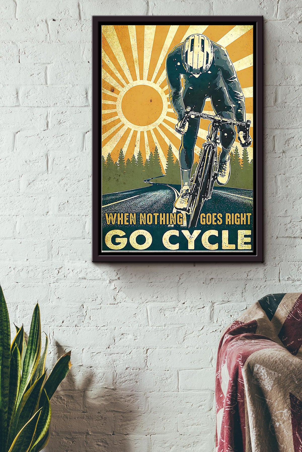When Nothing Goes Right Go Cycle Vintage Cycling Poster Framed Matte Canvas