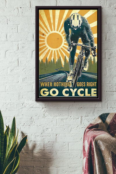 When Nothing Goes Right Go Cycle Vintage Cycling Poster Framed Matte Canvas