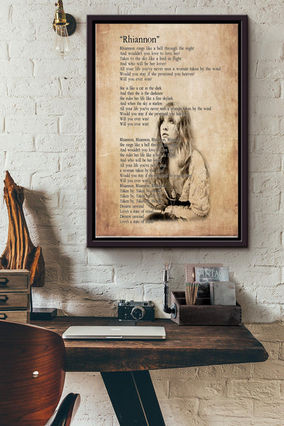 Stevie Nicks Rhiannon Lyric Poster Framed Matte Canvas