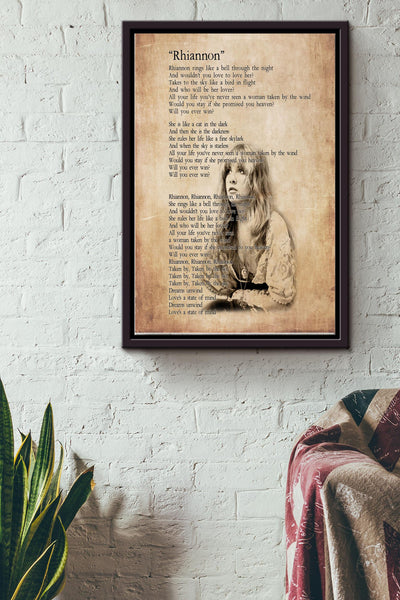 Stevie Nicks Rhiannon Lyric Poster Framed Matte Canvas