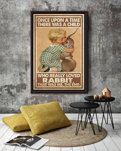 Once Upon A Time A Child Really Loved Rabbit Quotes Wall Art For Kids Bedroom Decor Framed Matte Canvas Framed Prints, Canvas