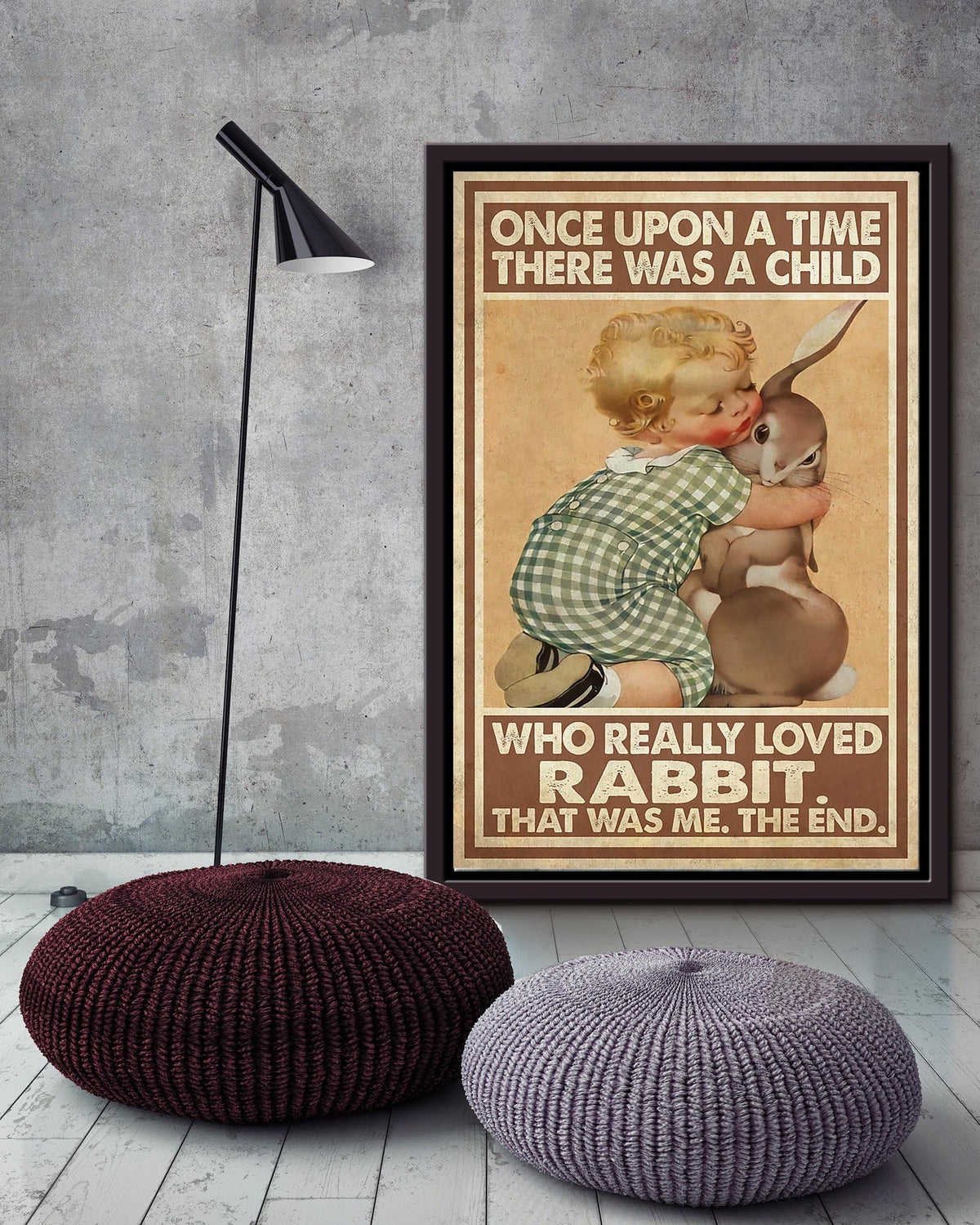 Once Upon A Time A Child Really Loved Rabbit Quotes Wall Art For Kids Bedroom Decor Framed Matte Canvas Framed Prints, Canvas