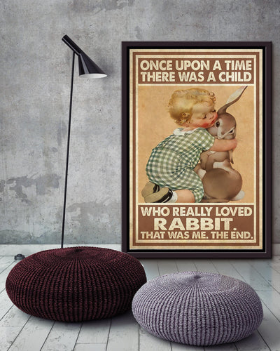 Once Upon A Time A Child Really Loved Rabbit Quotes Wall Art For Kids Bedroom Decor Framed Matte Canvas Framed Prints, Canvas