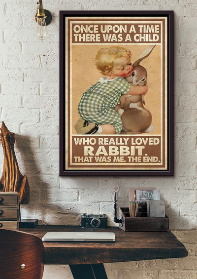 Once Upon A Time A Child Really Loved Rabbit Quotes Wall Art For Kids Bedroom Decor Framed Matte Canvas Framed Prints, Canvas